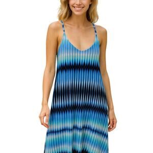2/$30 Cynthia Rowley High Low Maxi Dress Blue Striped Sleeveless Size S